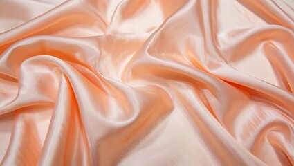 Fototapeta premium Peach Satin Fabric Texture Luxurious Draped Silk Background