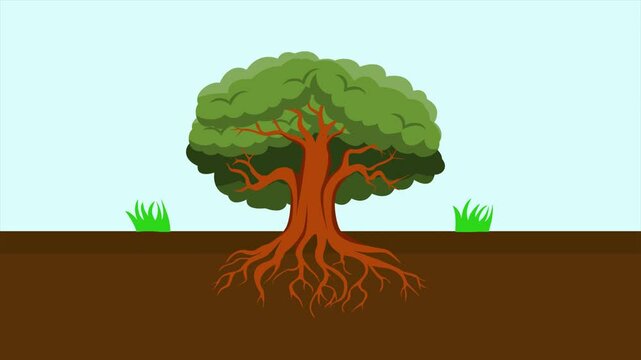 Tree Roots concept. Full length animation illustration. High quality&nbsp;4k&nbsp;footage