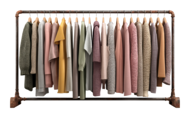 Fashion display of cozy knitwear in a boutique setting soft colors modern environment cut out png