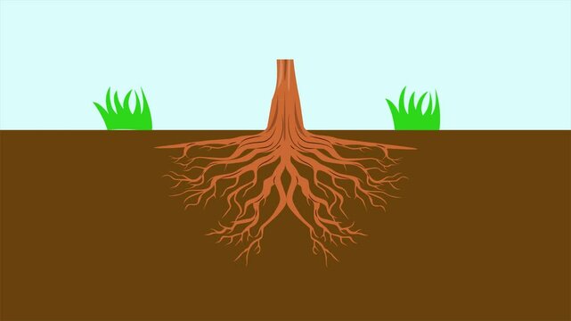 Tree Roots concept. Full length animation illustration. High quality&nbsp;4k&nbsp;footage