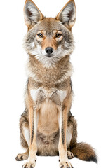 Fototapeta premium Coyote isolated on transparent background, wildlife photography.