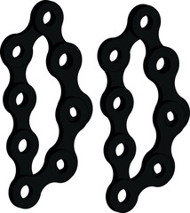 3D vector illustration of a motorcycle chain with a white background.