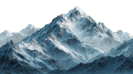 Majestic mountain peaks snowy terrain digital serene environment aerial nature's beauty cut out png