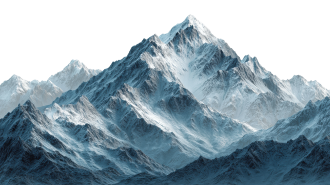 Majestic mountain peaks snowy terrain digital serene environment aerial nature's beauty cut out png