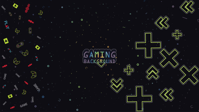 Flat Colorful Gaming Symbols Seamless Pattern for Modern Background and Digital Design Use