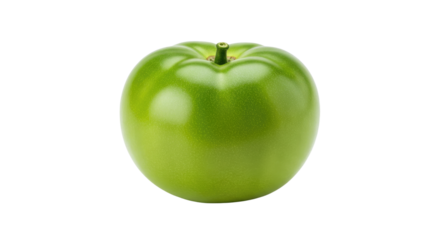 Glossy Green Apple with Short Stem Smooth Skin and Rounded Shape