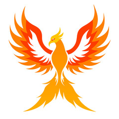 Minimalist Phoenix Illustration. Transparent Background.