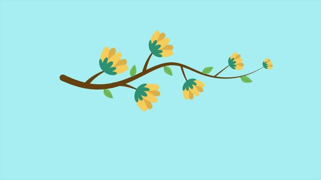 Floral with Branch concept. Full length animation illustration. High quality&nbsp;4k&nbsp;footage