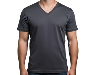 Dark Gray Man's V-Neck T-Shirt Mockup - High-Quality Apparel Design Template for Your Brand