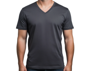 Dark Gray Man's V-Neck T-Shirt Mockup - High-Quality Apparel Design Template for Your Brand