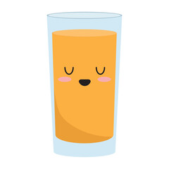 Cartoon orange juice glass. Vector