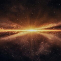 A radiant beam of light piercing through a misty cosmic void Focus on the beam of light