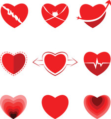 Love heat symbol illustration icons logo set design bundle