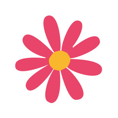 Pink daisy with yellow core. Vector