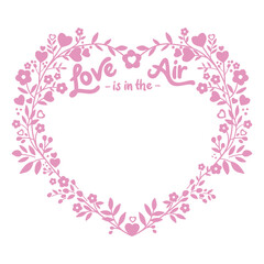 Love Is in the Air Heart Flower Vector Frame - Pink