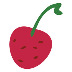 Red cherry with stem. Vector