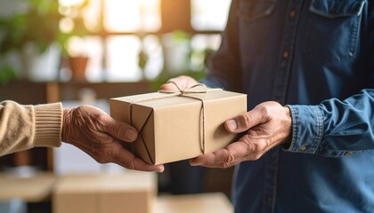 Hands exchanging a gift box