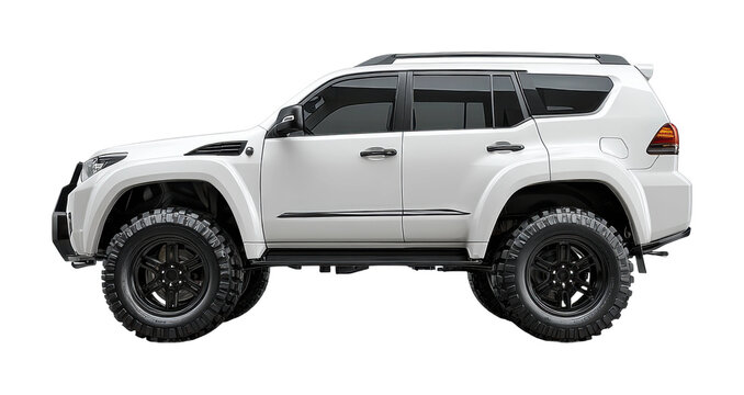 Fototapeta Exploring off-road adventures with a custom suv outdoor wilderness vehicle showcase dynamic perspective cut out png