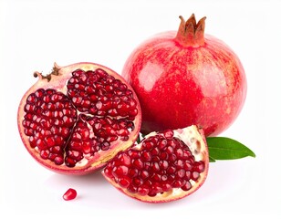 Fresh Ripe Pomegranate – Juicy Red Fruit Isolated on White Background