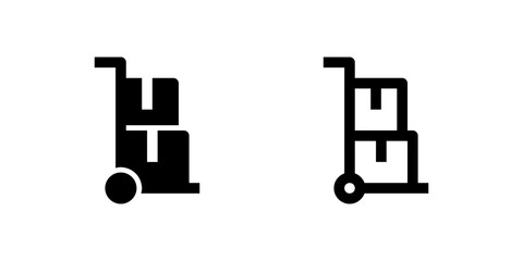 Shopping cart icon set filled with groceries for market and retail themes