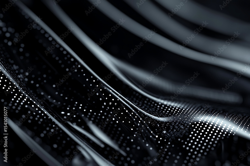 Poster black abstract background with wavy lines. 3d rendering, 3d illustration.