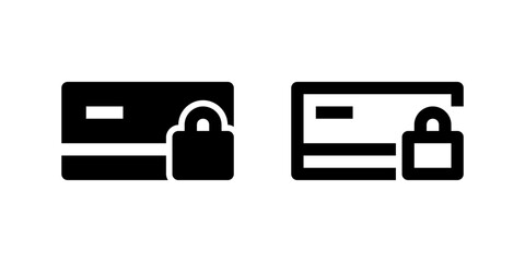 Lock and card icon set for secure payment and encrypted transactions