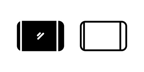 Tablet Icon Set. A black icon of a tablet device, representing technology.