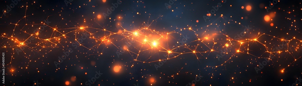 Poster abstract network design with glowing connections.