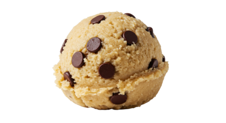 Raw cookie dough scoop with dark chocolate chips ready to bake