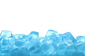 Cubes of clear ice against white background