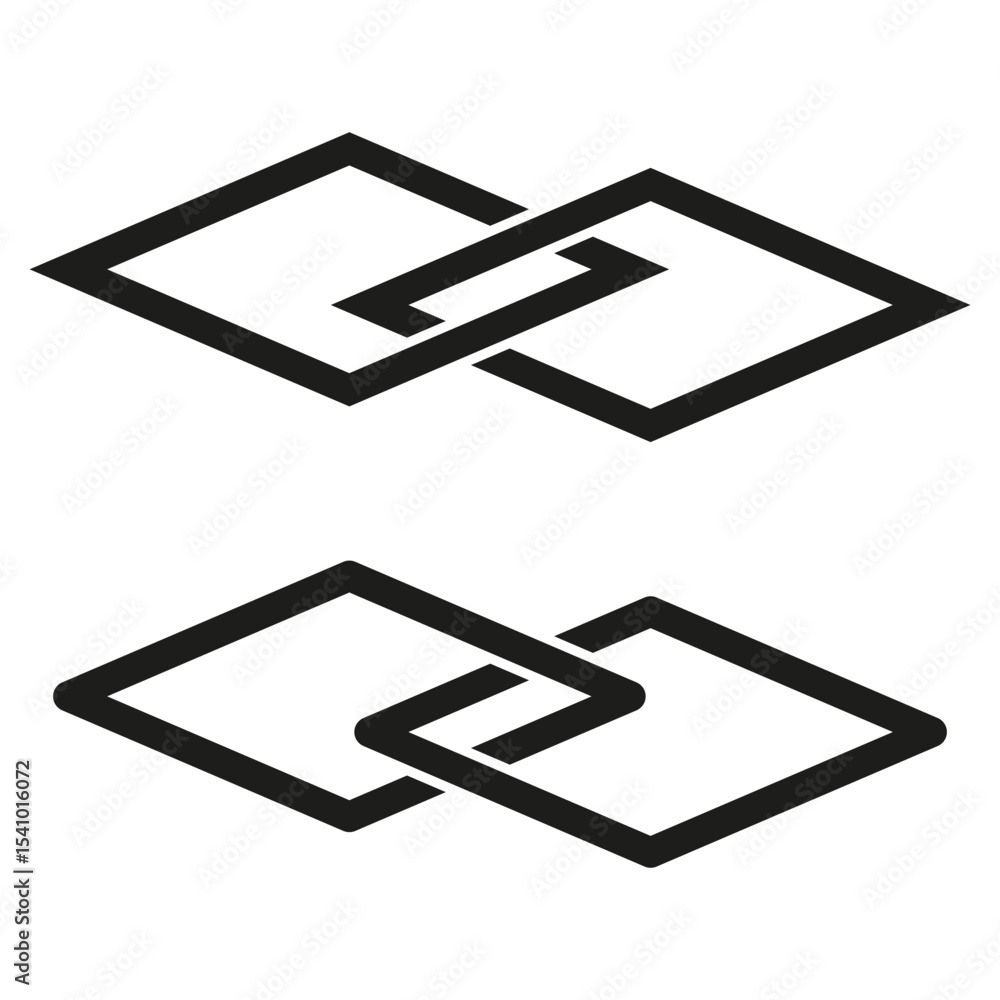 Aufkleber interlocking square shapes. geometric link pattern. abstract bond symbol. modern vector graphic.