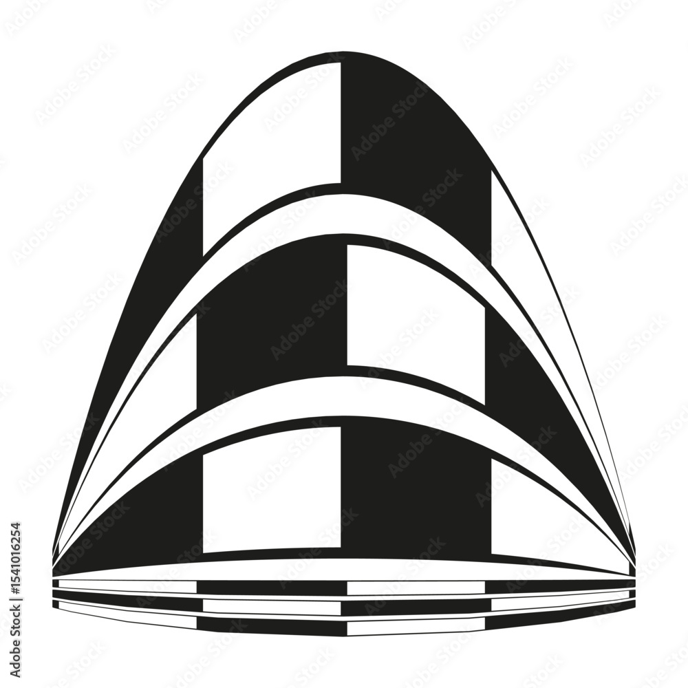 Poster checkerboard pyramid icon. tiered structure symbol. black white vector. stacked pattern design.