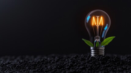 Concept of a light bulb with plant representing innovation and ecological solution.