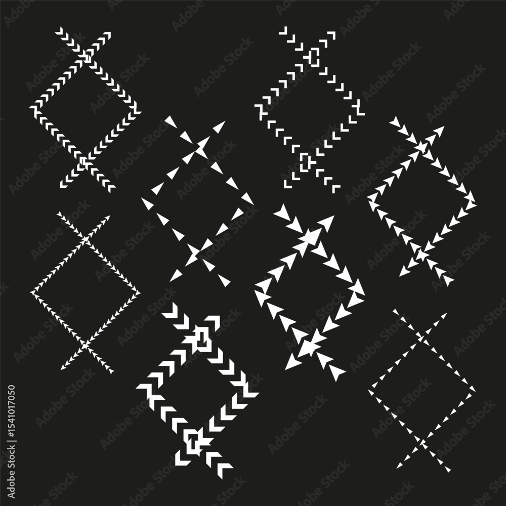Aufkleber glowing diamond grid. black background shape. neon light pattern. vector abstract layout.