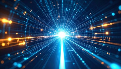 Obraz premium Data tunnel of light and particles