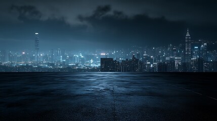 cityscape and skyline of modern city at night in shanghai