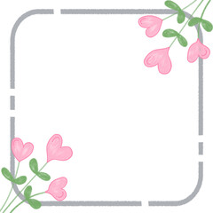 Square Floral Frame with Pink Heart Flower Cluster