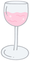Pink Drink in Wine Glass Illustration