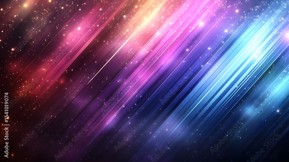 Poster colorful diagonal stripes with sparkling points of light.