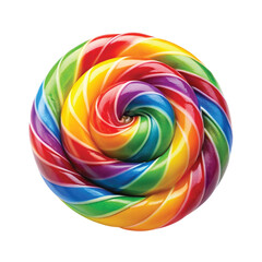 Fototapeta premium Rainbow Candy Twist: A single twisted rainbow hard candy, high resolution, PNG file