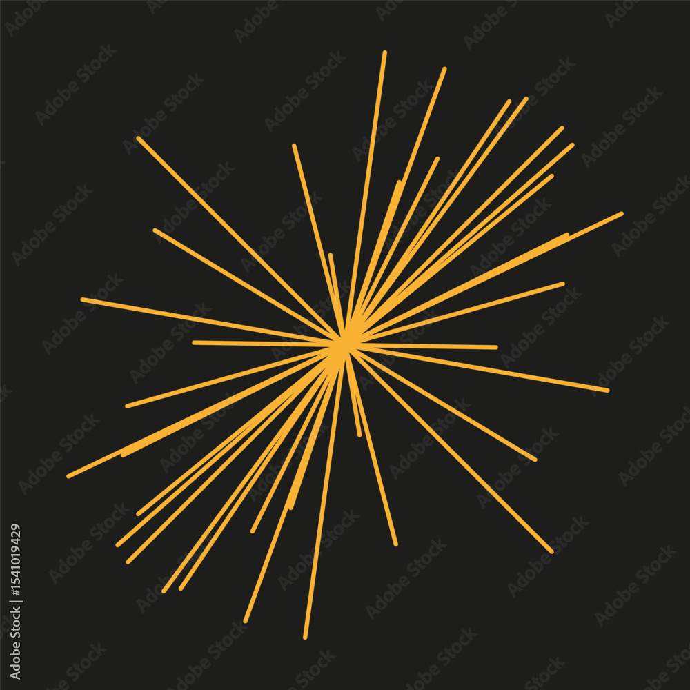Poster radiating orange lines. starburst vector form. abstract explosion shape. dark contrast background.