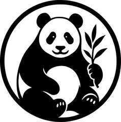 Panda Holding Bamboo Emblem
