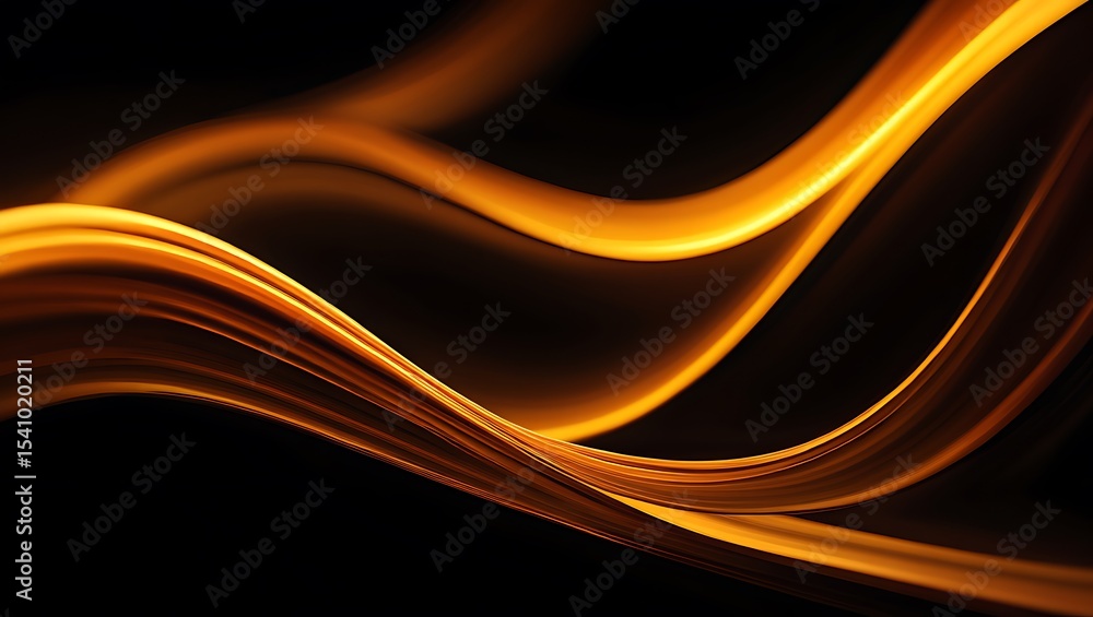 Poster abstract golden waves dynamic flowing curves and elegant swirls design