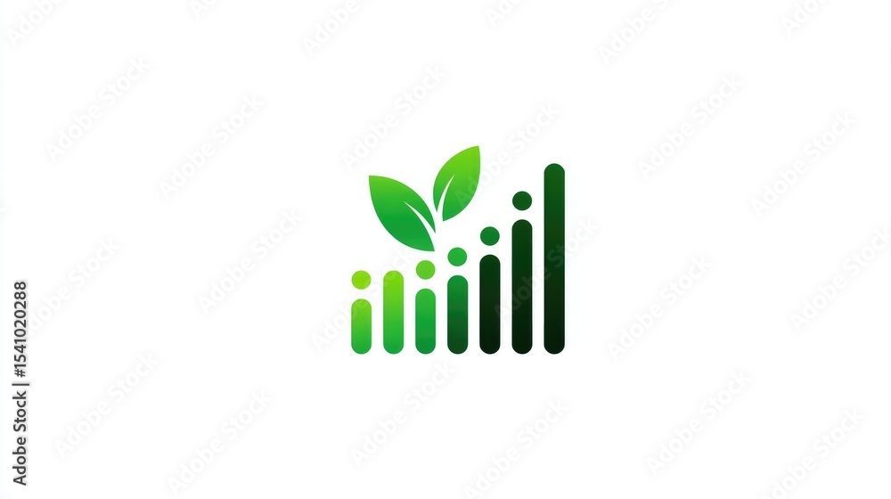 Poster smart agriculture logo using leaf and data bar integration in green tech palette