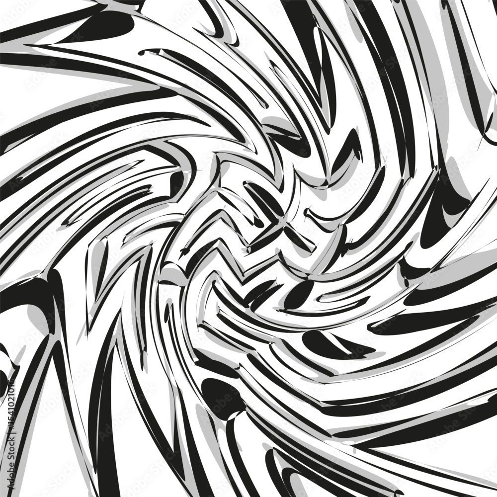 Poster liquid swirl spiral. abstract motion shape. vector black white. dynamic visual form.