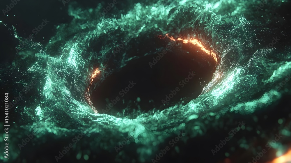 Poster dynamic swirling vortex of luminous particles.