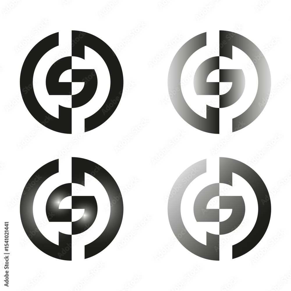 Poster letter g symbol. circular icon shape. vector contrast emblem. gradient style objects.