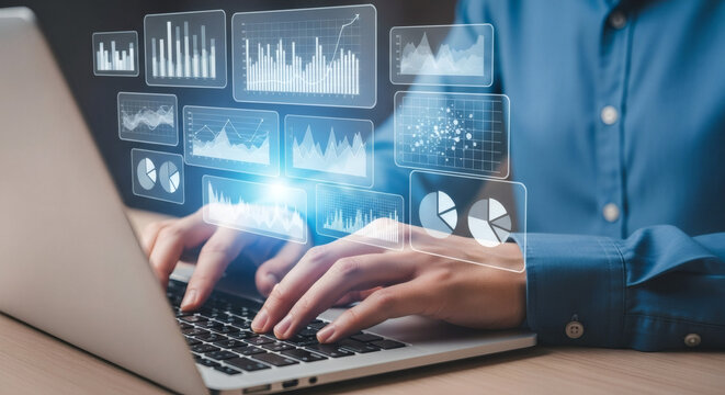 Customer Behavior Insights: Marketing Analysis with Web and Financial Data Visualizations | Statistical and Predictive Analytics Dashboard for Marketing and Finance | Futuristic Holographic Generative