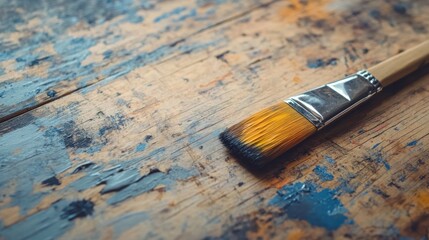 Fototapeta premium Blue Paint and Brush