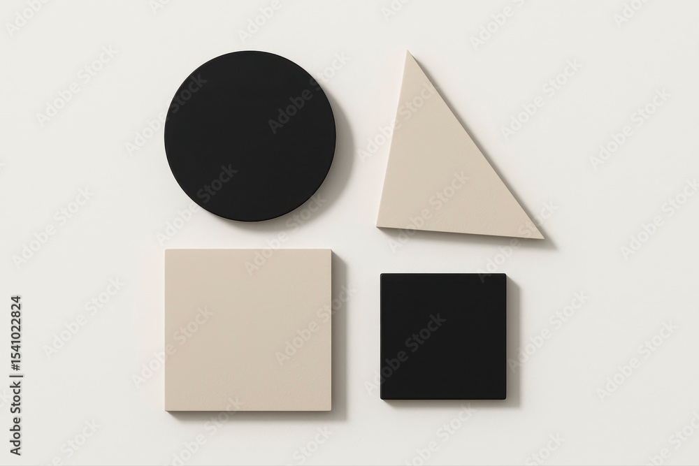 Poster geometric shapes arrangement with circle triangle and two squares art